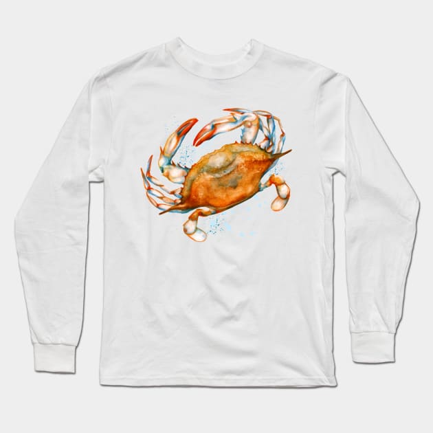 Watercolor soft shell crab Long Sleeve T-Shirt by AmandaDilworth